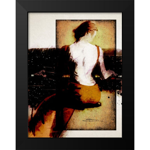 Piano Bar Black Modern Wood Framed Art Print by TMBorenstein