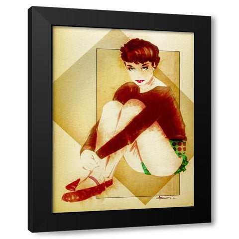 Pixie Black Modern Wood Framed Art Print with Double Matting by TMBorenstein