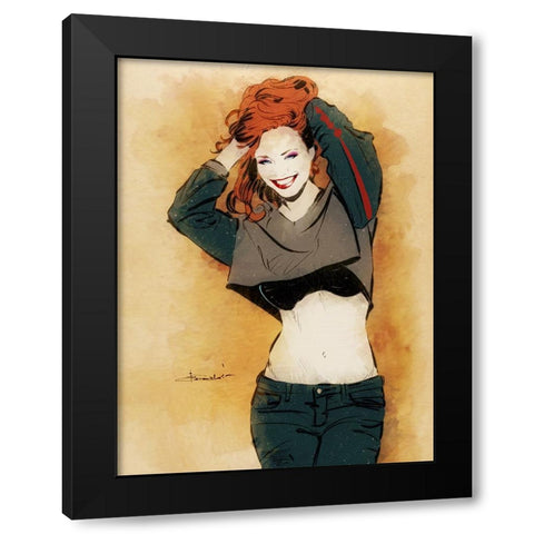 Summer Fun Black Modern Wood Framed Art Print by TMBorenstein