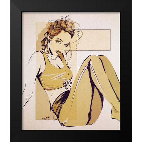 Yoga Break Black Modern Wood Framed Art Print by TMBorenstein