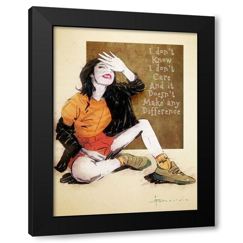 I Dont Care Black Modern Wood Framed Art Print by TMBorenstein