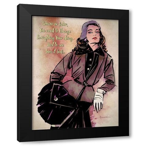 Sooner Or Later Black Modern Wood Framed Art Print with Double Matting by TMBorenstein