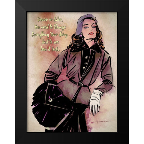 Sooner Or Later Black Modern Wood Framed Art Print by TMBorenstein