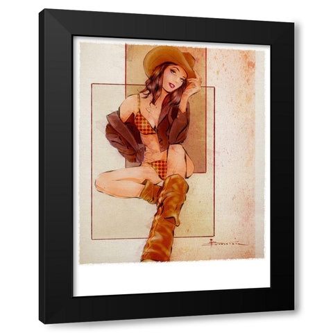 Howdy Black Modern Wood Framed Art Print with Double Matting by TMBorenstein