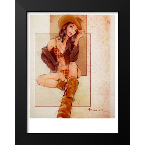 Howdy Black Modern Wood Framed Art Print by TMBorenstein