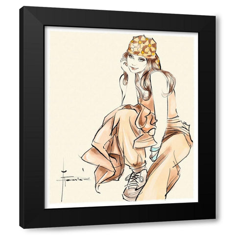 Chillin Black Modern Wood Framed Art Print with Double Matting by TMBorenstein
