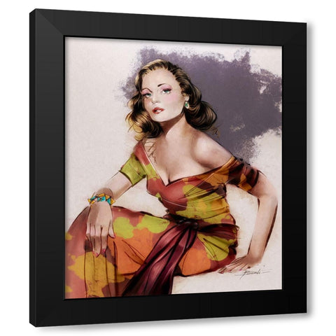 Fem Noir Black Modern Wood Framed Art Print by TMBorenstein
