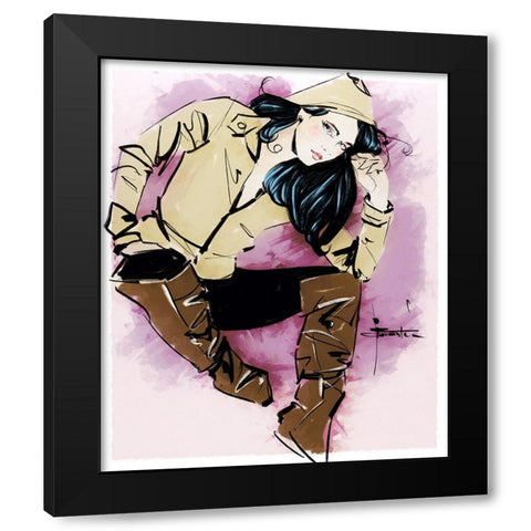 Rainy Day People Black Modern Wood Framed Art Print with Double Matting by TMBorenstein