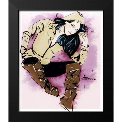Rainy Day People Black Modern Wood Framed Art Print by TMBorenstein