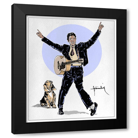 Hound Dog Black Modern Wood Framed Art Print by TMBorenstein