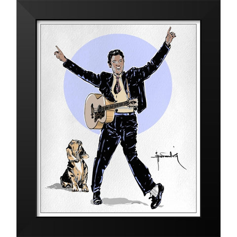 Hound Dog Black Modern Wood Framed Art Print by TMBorenstein