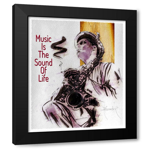 Sound Of Life Black Modern Wood Framed Art Print with Double Matting by TMBorenstein