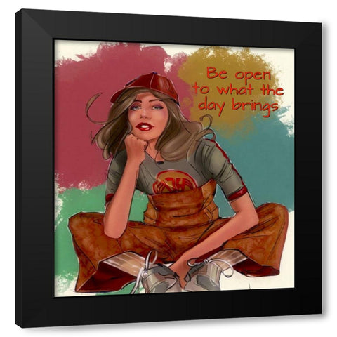 Be Open Black Modern Wood Framed Art Print with Double Matting by TMBorenstein