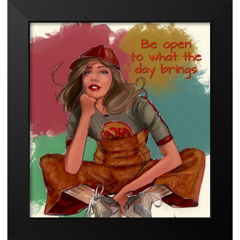 Be Open Black Modern Wood Framed Art Print by TMBorenstein