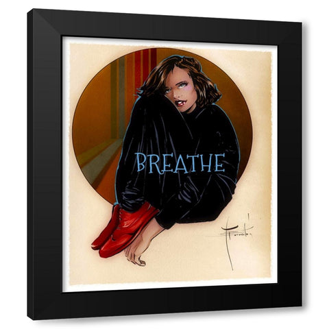Breathe Black Modern Wood Framed Art Print by TMBorenstein
