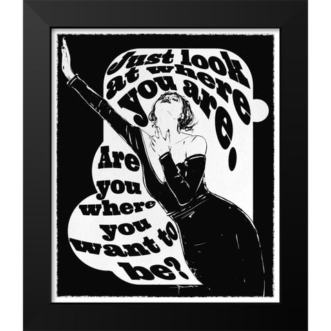Just Look Black Modern Wood Framed Art Print by TMBorenstein