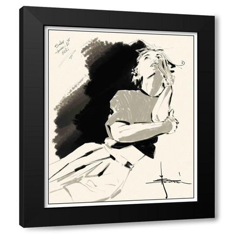 46 Thinking Black Modern Wood Framed Art Print with Double Matting by TMBorenstein