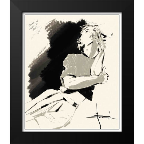 46 Thinking Black Modern Wood Framed Art Print by TMBorenstein