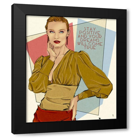 49 Stay Positive Black Modern Wood Framed Art Print with Double Matting by TMBorenstein