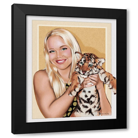 53 Tiger Girl Black Modern Wood Framed Art Print by TMBorenstein