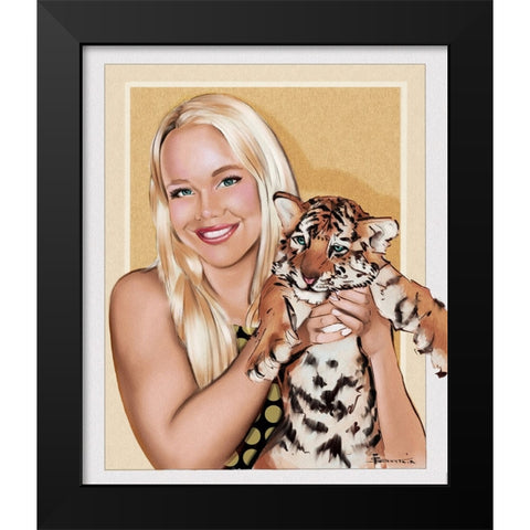 53 Tiger Girl Black Modern Wood Framed Art Print by TMBorenstein