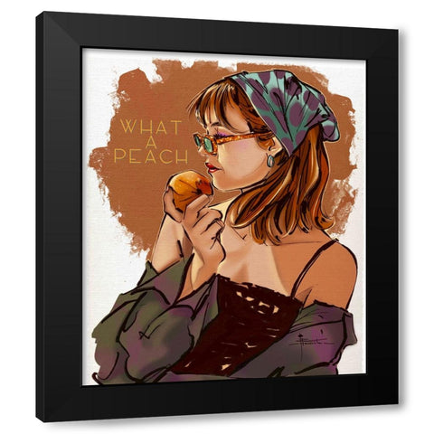 58 What A Peach Black Modern Wood Framed Art Print with Double Matting by TMBorenstein
