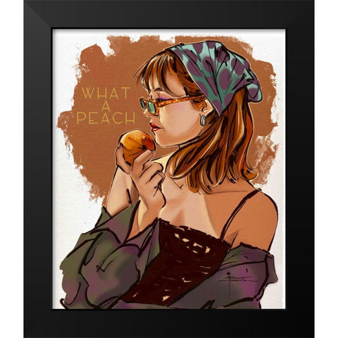 58 What A Peach Black Modern Wood Framed Art Print by TMBorenstein