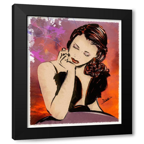 59 What Are You Thinking Black Modern Wood Framed Art Print with Double Matting by TMBorenstein