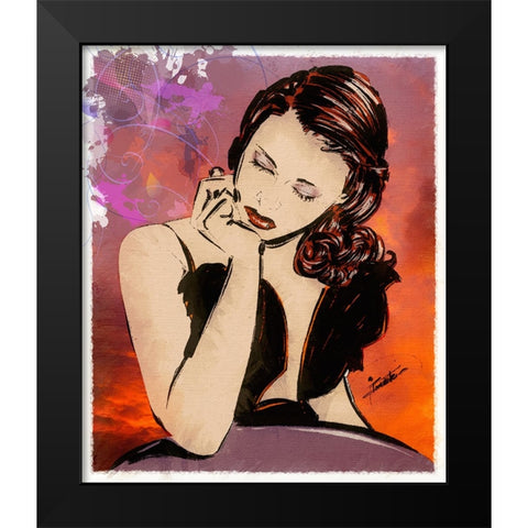 59 What Are You Thinking Black Modern Wood Framed Art Print by TMBorenstein