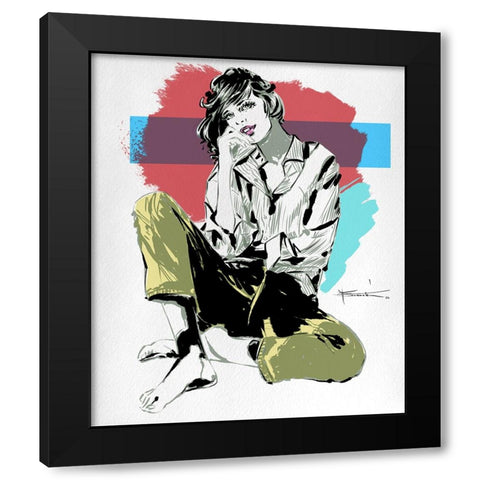 Calliope Black Modern Wood Framed Art Print with Double Matting by TMBorenstein