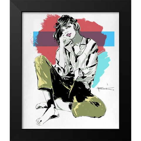 Calliope Black Modern Wood Framed Art Print by TMBorenstein