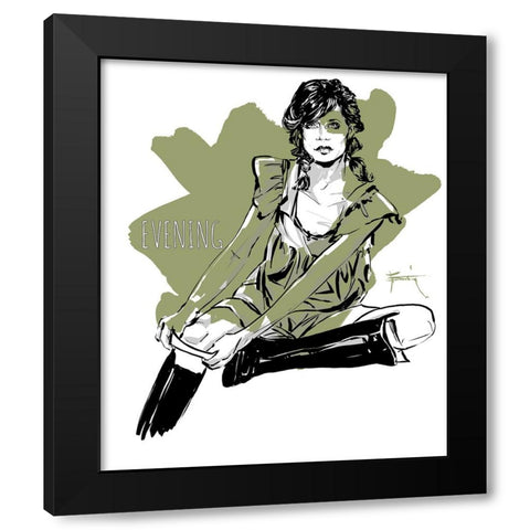 Evening 2 Black Modern Wood Framed Art Print with Double Matting by TMBorenstein