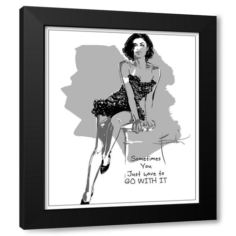 Go With It Black Modern Wood Framed Art Print with Double Matting by TMBorenstein