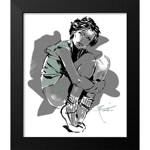 Hope Black Modern Wood Framed Art Print by TMBorenstein