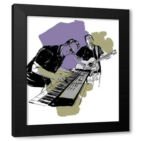 Music Night Black Modern Wood Framed Art Print by TMBorenstein