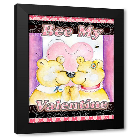 Bee My Valentine Black Modern Wood Framed Art Print by Wade, Valarie