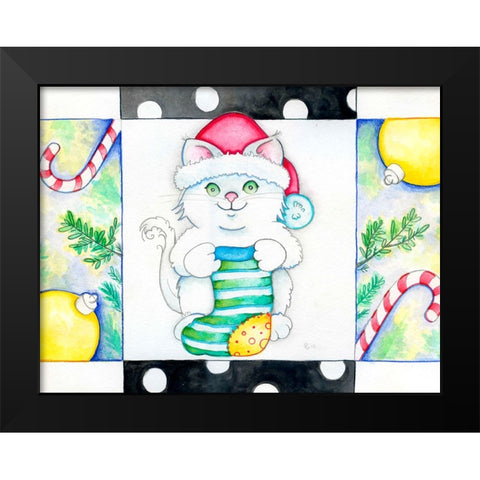 Christmas Socks Black Modern Wood Framed Art Print by Wade, Valarie