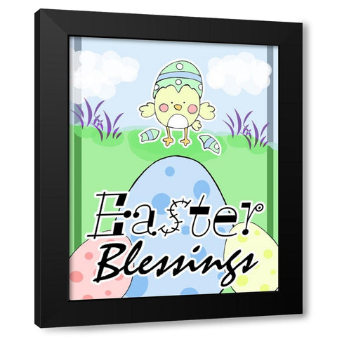 Easter Chick Black Modern Wood Framed Art Print by Wade, Valarie
