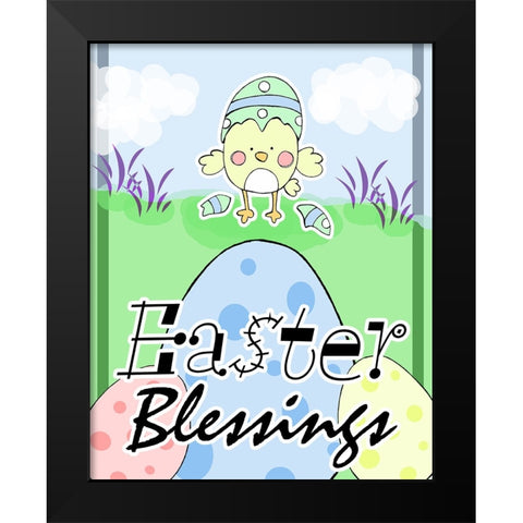 Easter Chick Black Modern Wood Framed Art Print by Wade, Valarie