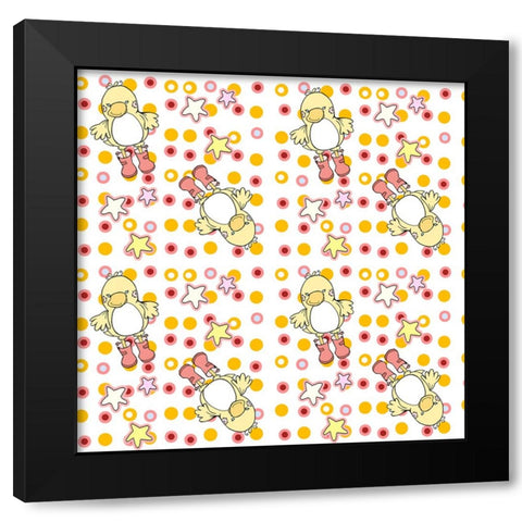 Pink And Orange Ducky Dots Black Modern Wood Framed Art Print with Double Matting by Wade, Valarie