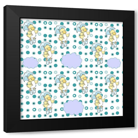Rain Cloud Duckie Black Modern Wood Framed Art Print with Double Matting by Wade, Valarie