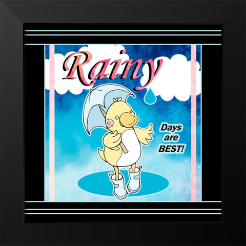Rainy Days Black Modern Wood Framed Art Print by Wade, Valarie