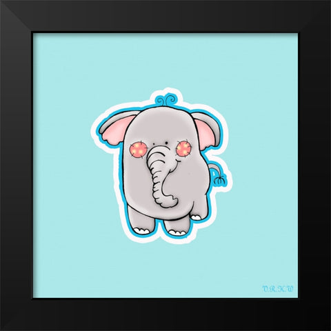 Blue Background Elephant Black Modern Wood Framed Art Print by Wade, Valarie