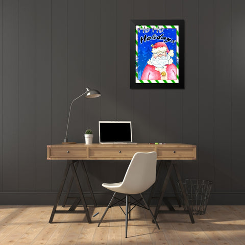 Ho Ho Holidays Black Modern Wood Framed Art Print by Wade, Valarie