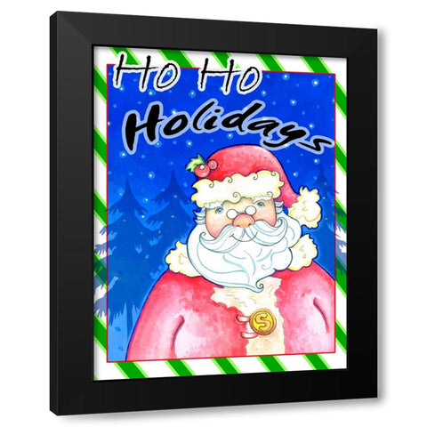 Ho Ho Holidays Black Modern Wood Framed Art Print with Double Matting by Wade, Valarie