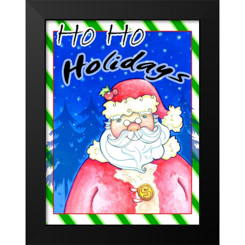 Ho Ho Holidays Black Modern Wood Framed Art Print by Wade, Valarie