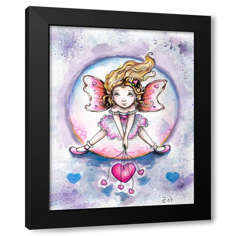 Holding Hearts Black Modern Wood Framed Art Print by Wade, Valarie
