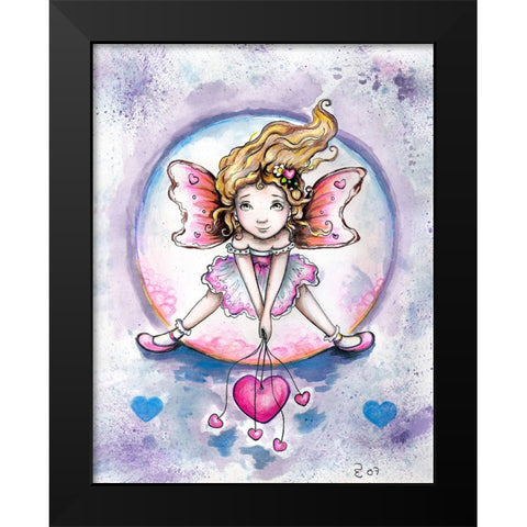 Holding Hearts Black Modern Wood Framed Art Print by Wade, Valarie