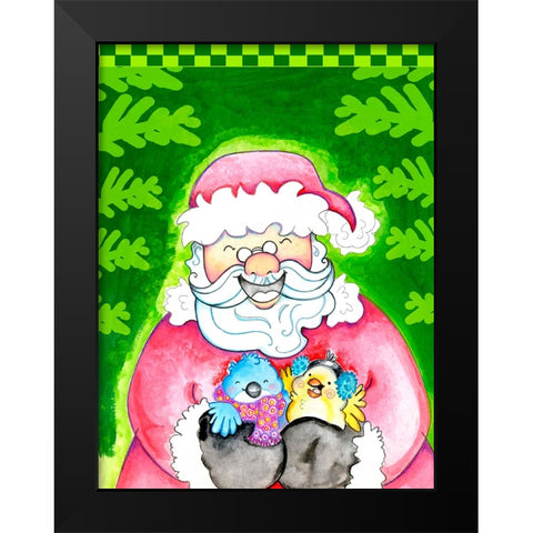Holly Jolly Santa Black Modern Wood Framed Art Print by Wade, Valarie