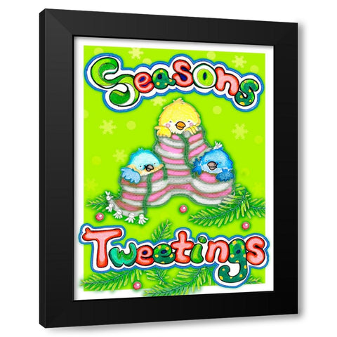 Seasons Tweetings Black Modern Wood Framed Art Print with Double Matting by Wade, Valarie